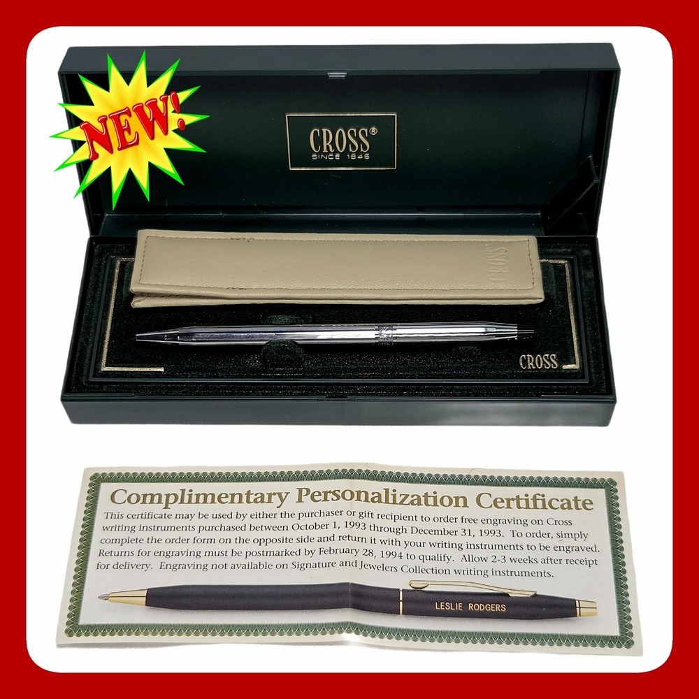 Cross Classic Century Ballpoint Pen Chrome Finish Gift Set Case NWT VTG